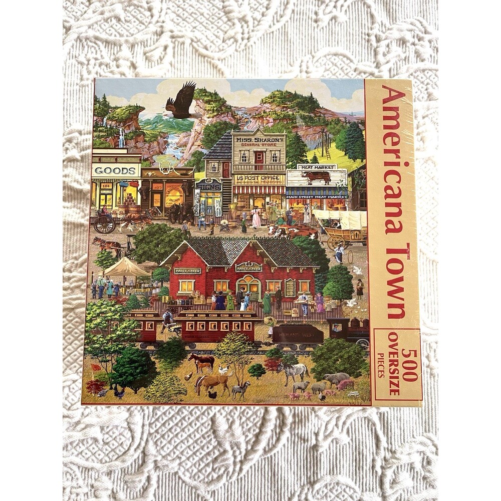 Americana Town by Joseph Burgess Jigsaw Puzzle 500 Oversized Pieces NEW Sealed